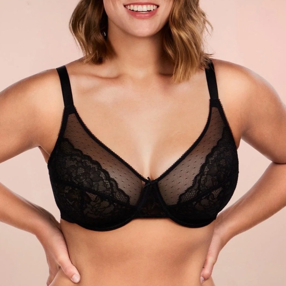 HSIA Enchante Unlined Non-Padded Lace Underwire Bra Black NWT! 38D
